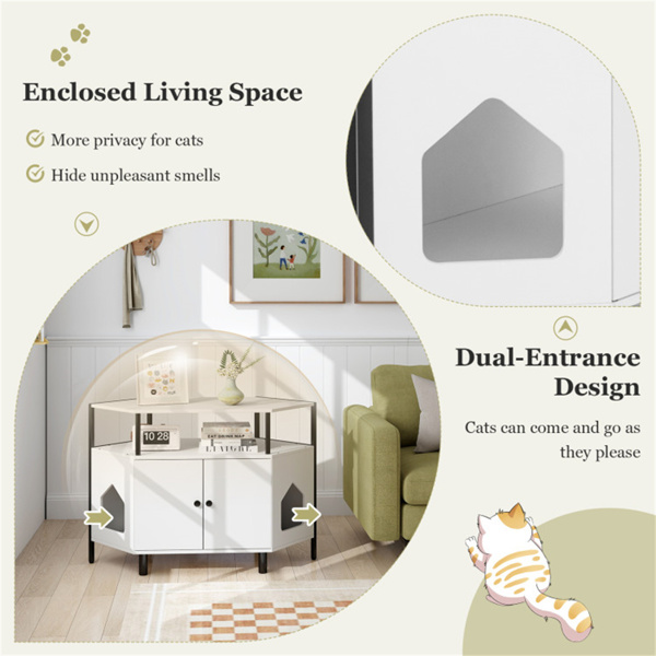 White litter box, polygonal cat house, cat furniture, living room cabinet