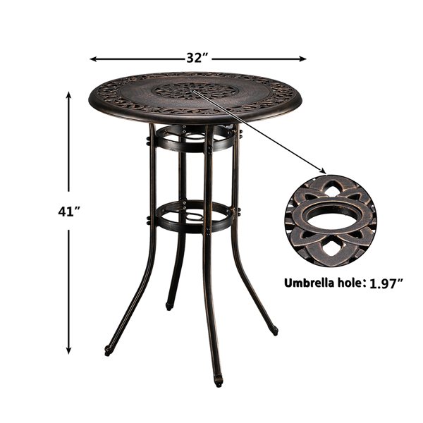 32*32*41" Outdoor Cast Aluminum Round Dining Table