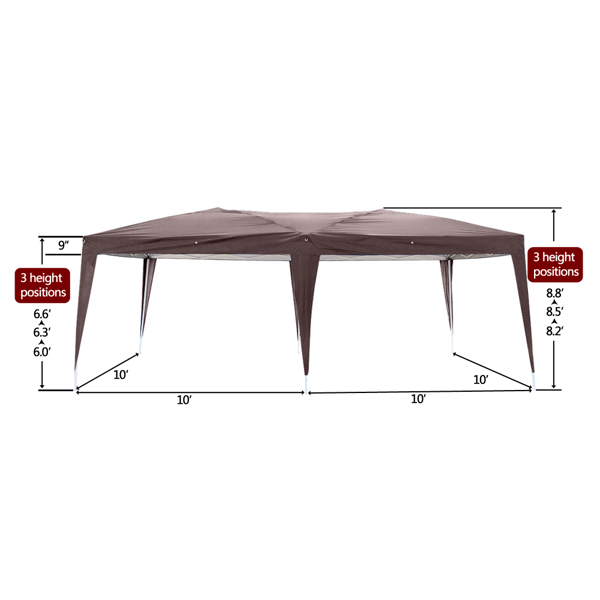 3 x 6m Two Windows Practical Waterproof Folding Tent Dark Coffee  Folding Tent