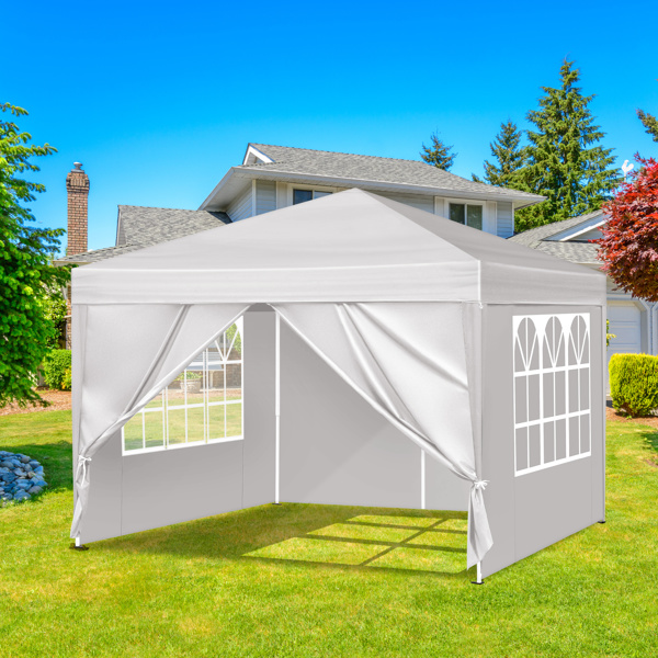 3 x 3m Two Doors & Two Windows Practical Waterproof Right-Angle Folding Tent White