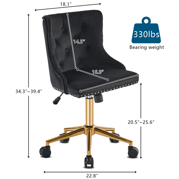 Lift wheel five-star foot back pull point flannelette black gold feet indoor leisure chair simple Nordic style