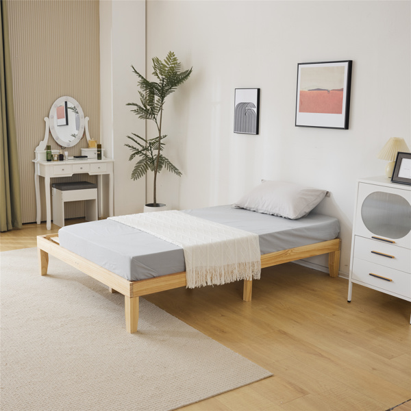 Basic bed frame solid wood color Full 197.2*136*30.5cm wooden bed