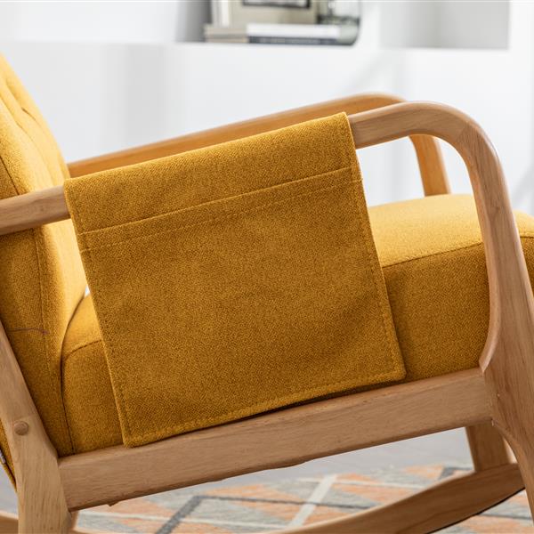 Rocking Chair With Ottoman, Mid-Century Modern Upholstered Fabric Rocking Armchair, Rocking Chair Nursery with Thick Padded Cushion, High Backrest Accent Glider Rocker Chair for Living Room