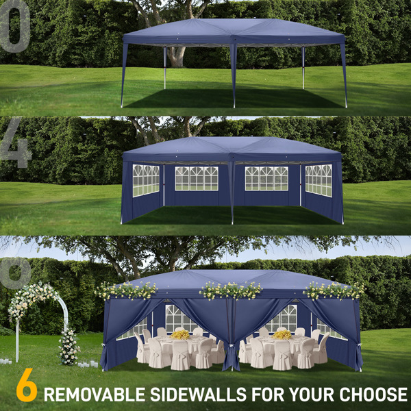 3 x 6m Four Windows Practical Waterproof Folding Tent Blue