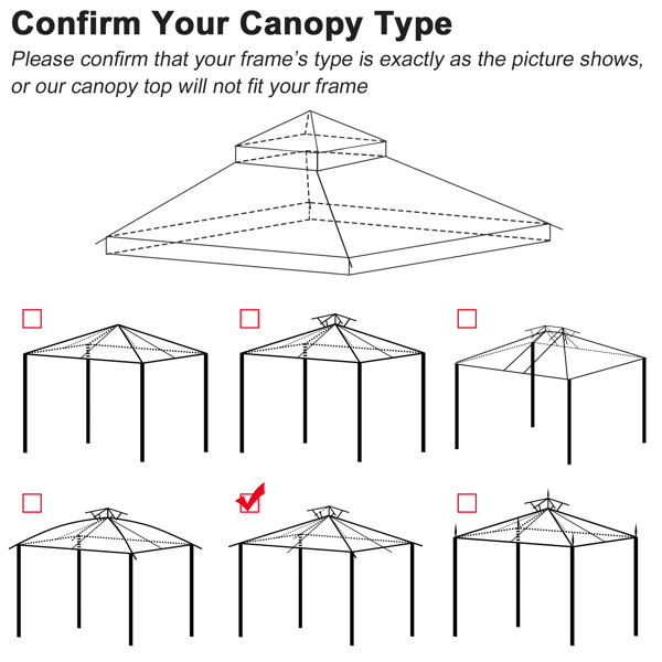 Replacement Canopy Top, 12X10ft 2T Waterproof Finial Classic Gazebo Top Tan (1pc Top Cloth Only) --No shipments on weekends