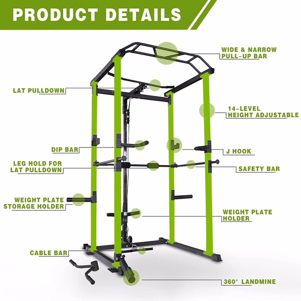 Home Gym sets Multi-functional Power Cage,Home Adjustable Pullup Squat Rack 1000Lbs Capacity Comprehensive Fitness Barbell Rack 4 sets Gym accessories