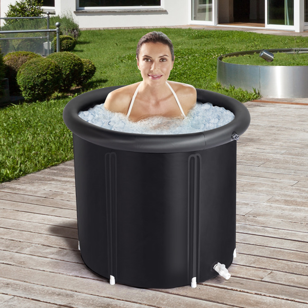 Ice Bath Tub for Athletes with Cover, 105 Gallons Cold Plunge Tub for Recovery, Multiple Layered Portable Ice Bath Plunge Pool, Black