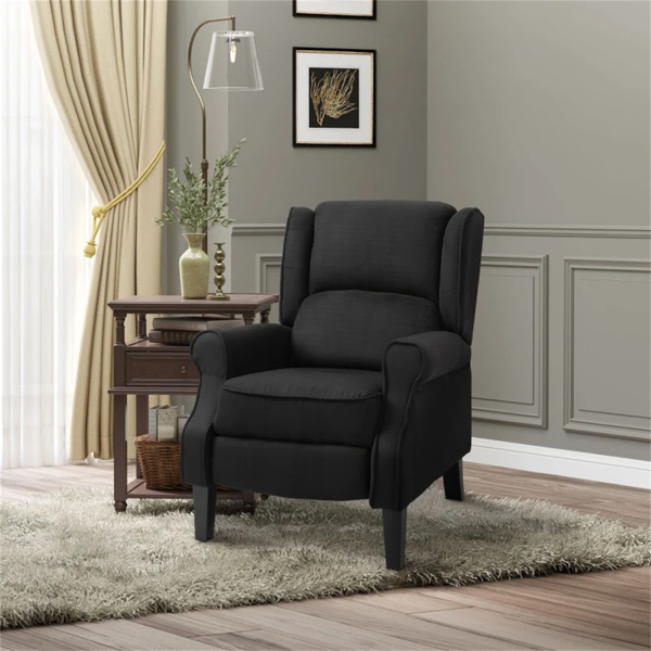 Black Massage Recliner Chair.  Wingback Single Sofa with Vibration Massage, Heat, Push Back