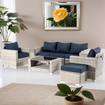 53114048同款 Patio Furniture,7 Pieces Outdoor Wicker Furniture Set Patio <b style=\\'color:red\\'>Rattan</b> Sectional