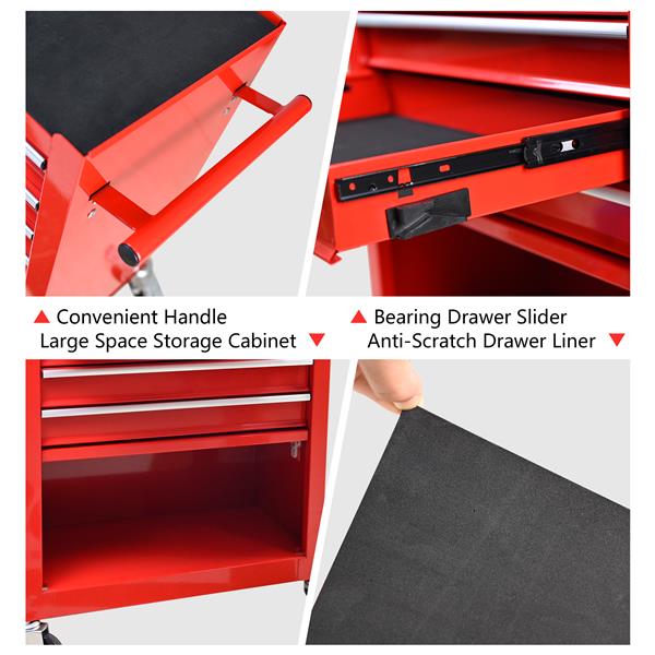 4 Drawers Tool Cabinet with Tool Sets-RED