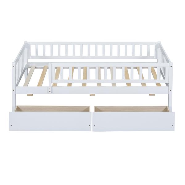 Twin Size Daybed Wood Bed with Two Drawers , White