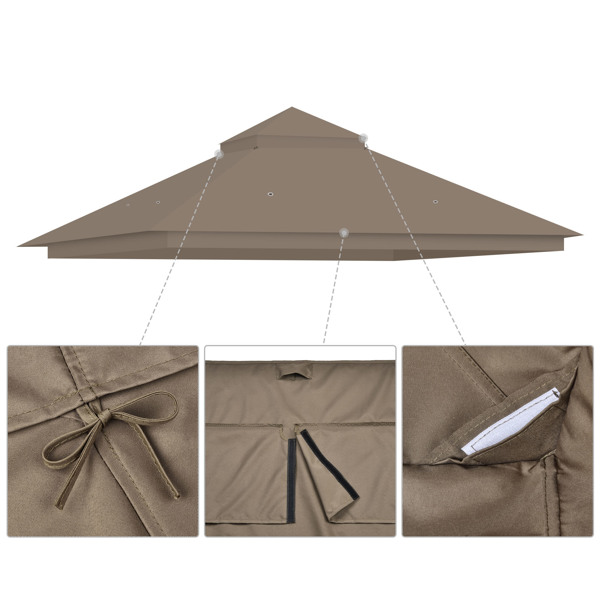 Replacement Canopy Top, 12X10ft 2T Waterproof Finial Classic Gazebo Top Tan (1pc Top Cloth Only) --No shipments on weekends