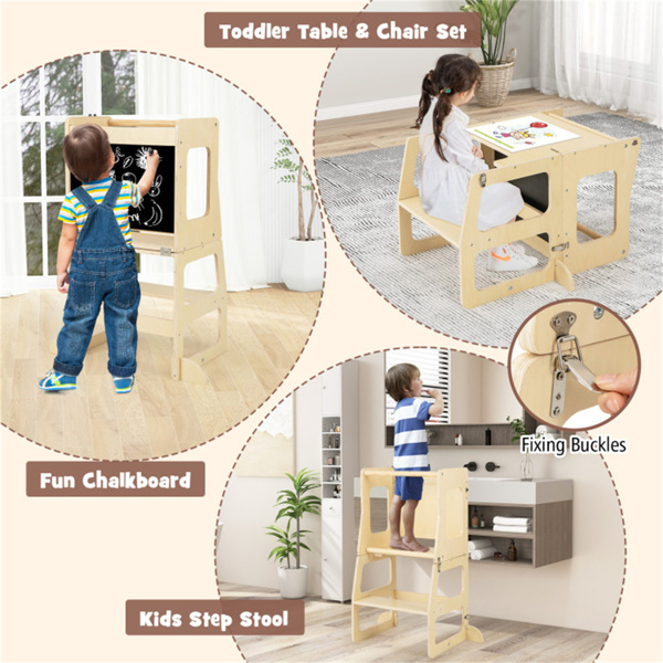 Wooden Children Climbing Toy Connected Table and Chair Set