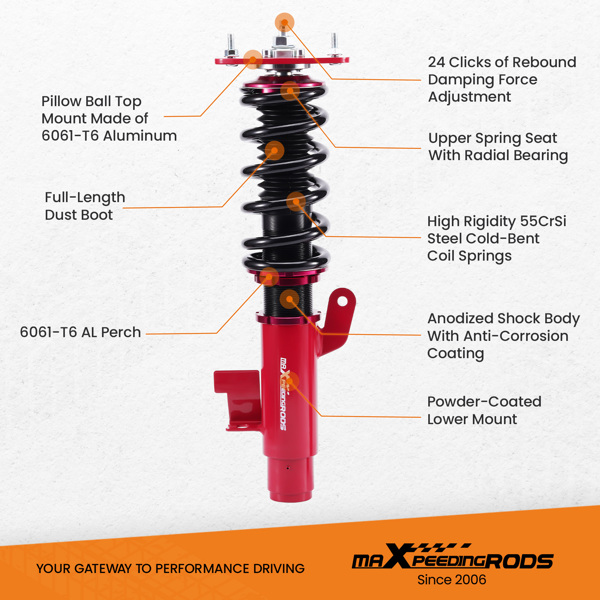 59654214 Performance 24 Ways Adjustable Damper Coilovers Kit for Mazda 3 BK BL 2004-2013 Coilover Kit