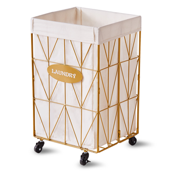 Wimarsbon Laundry Baskets,Collapsible Laundry Basket with Wheels,Removable Lined for Easy Cleaning Storage Basket,Sturdy Metal Frame for Clothes Storage for Living Room (65L-LC-Gold)