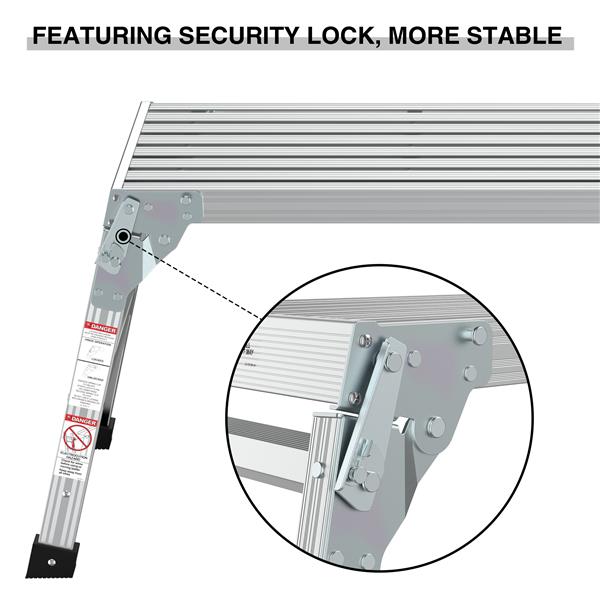 Work Platform Aluminum Step Ladder Drywall Safe ANSI Approved of Capacity 225 LBS Medium Duty Portable Bench Folding Ladders Stool w/Non-Slip Matb