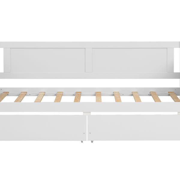 Daybed with two drawers, Twin size Sofa Bed, Two Storage Drawers for Bedroom,Living Room ,White