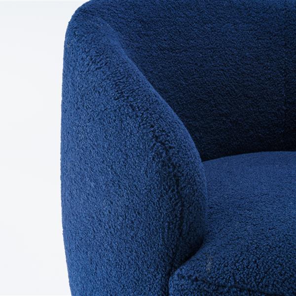 Teddy Fabric Swivel Accent Armchair Barrel Chair With Black Powder Coating Metal Ring,Dark Blue