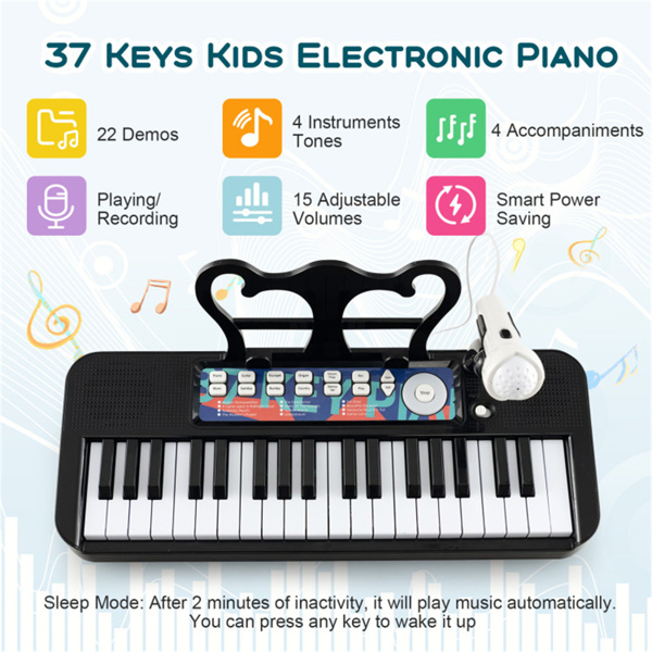 Kids Piano, Keyboard 37-Key Kids Toy Keyboard Piano with Microphone