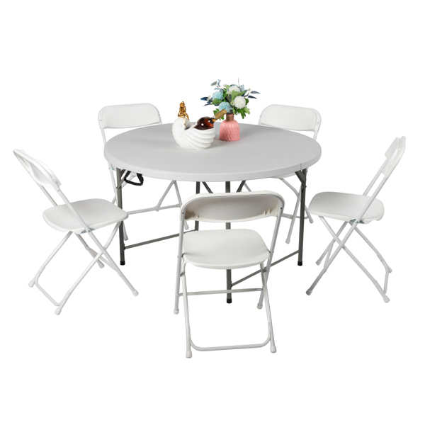 48inch Round Folding Table Outdoor Folding Utility Table White