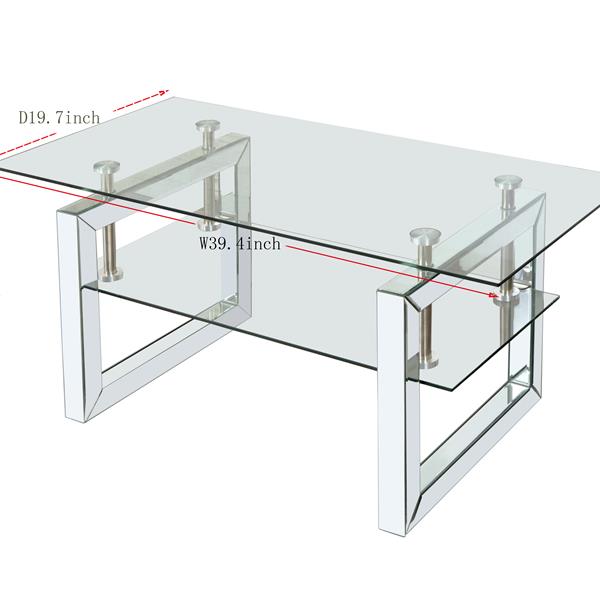 W 39.4" X D 19.7 " X H 17.7" Transparent tempered glass coffee table, coffee table