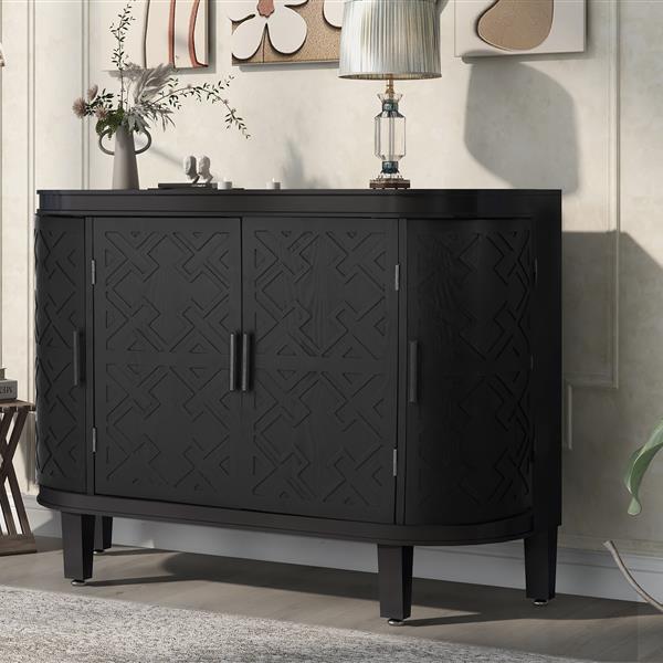 Accent Storage Cabinet Sideboard Wooden Cabinet with Antique Pattern Doors for Hallway, Entryway, Living Room