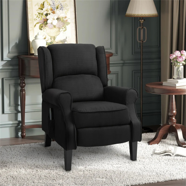 Black Massage Recliner Chair.  Wingback Single Sofa with Vibration Massage, Heat, Push Back