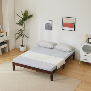 Basic bed frame brown Queen 206*151*30.5cm wooden bed