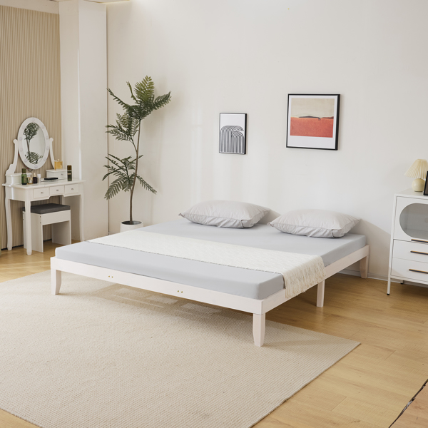 Basic bed frame washed white King 206*192*30.5cm wooden bed