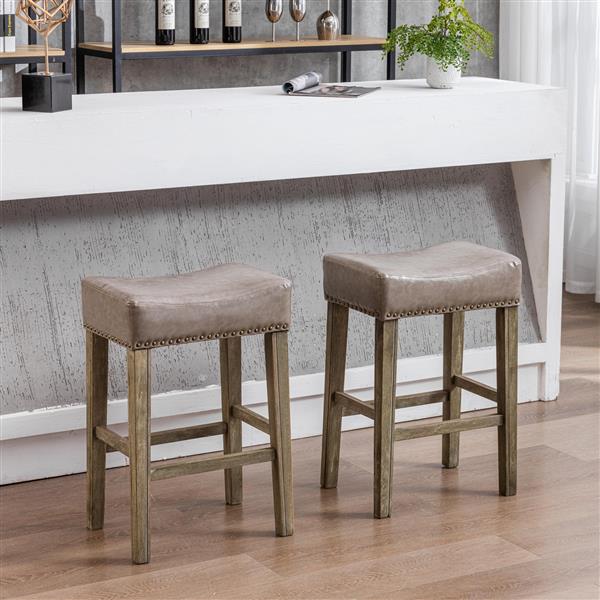 Furniture,Counter Height 26" Bar Stools for Kitchen Counter Backless  Faux Leather Stools Farmhouse Island Chairs (26 Inch, Gray, Set of 2)