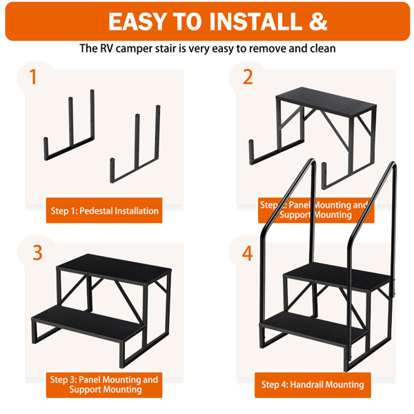 2 Step Stool Ladder for Adults, Kids Step Stool 660Lbs, Hot Tub Stairs with Handrail, Step Stool for Kids Bathroom, Office, Household, Kitchen (with 2 Handrail)