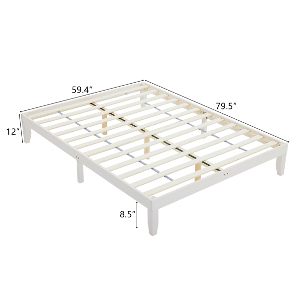 Basic bed frame washed white Queen 206*151*30.5cm wooden bed