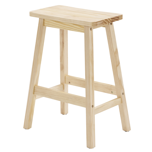 2pcs Pine Wood Saddle Seat Bar Stool Burlywood