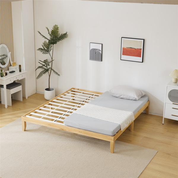 Basic bed frame solid wood color King 206*192*30.5cm wooden bed