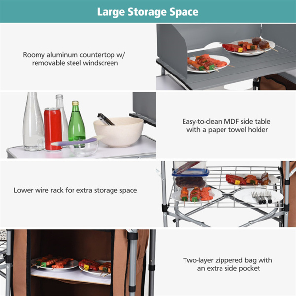 Foldable Camping Kitchen with Windscreen Bag