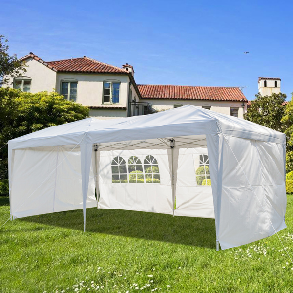 3 x 6m Four Windows Practical Waterproof Folding Tent White