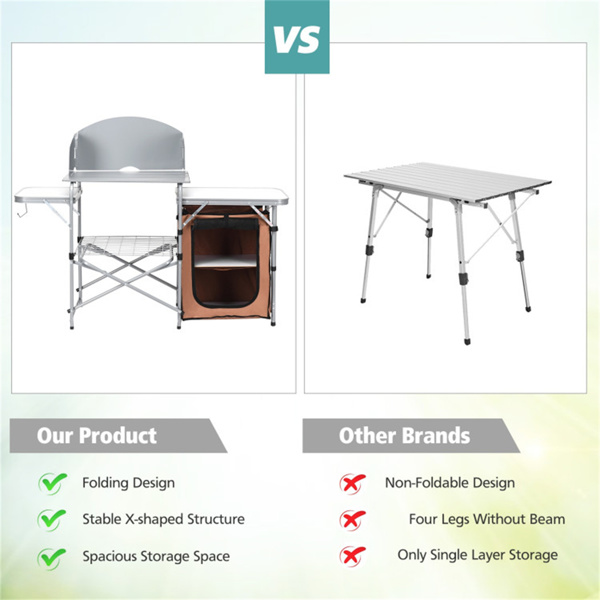 Foldable Camping Kitchen with Windscreen Bag