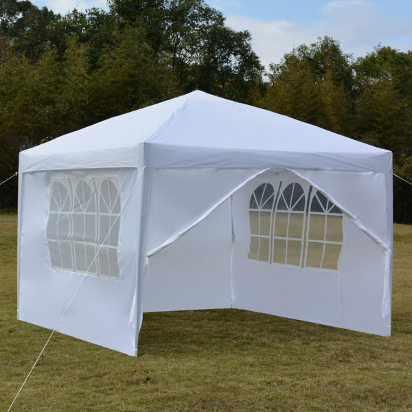 3 x 3m Two Doors & Two Windows Practical Waterproof Right-Angle Folding Tent White