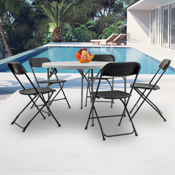 48inch Round Folding Table Outdoor Folding Utility Table White