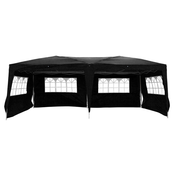 3 x 6m Four Windows Practical Waterproof Folding Tent Black 