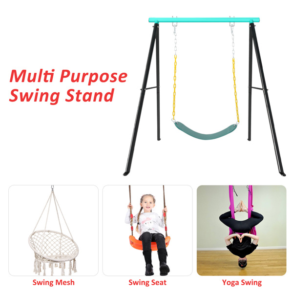 Porch Swing Frame, Heavy Duty A-Frame Swing Set, Swing Stand Frame for Yoga Hammock Saucer Baby Porch Swing, Swing Sets for Backyard Outdoor Indoor, Cyan