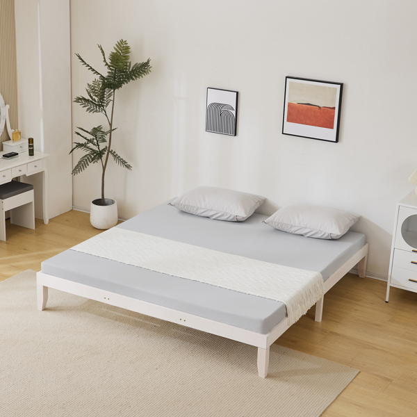 Basic bed frame washed white King 206*192*30.5cm wooden bed