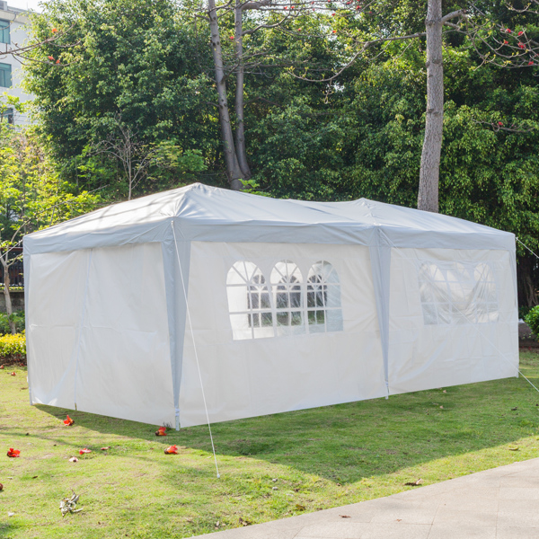 3 x 6m Four Windows Practical Waterproof Folding Tent White