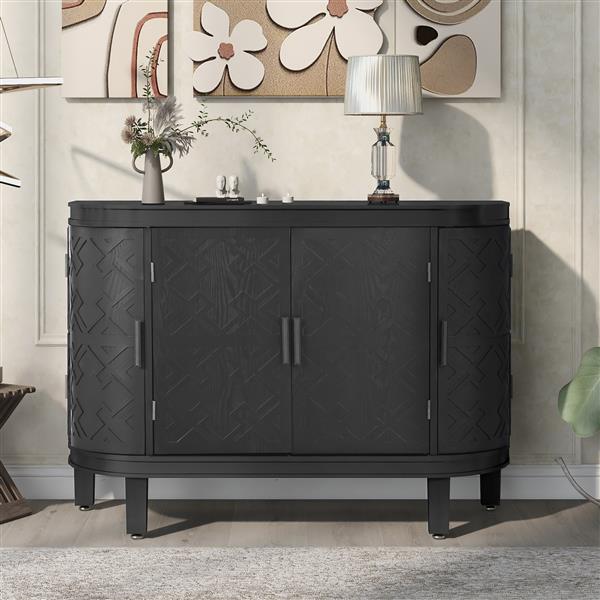 Accent Storage Cabinet Sideboard Wooden Cabinet with Antique Pattern Doors for Hallway, Entryway, Living Room