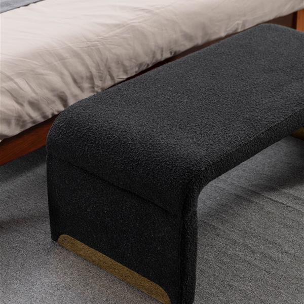 New Fabric Loveseat Footstool Bedroom Bench Shoe Bench With Gold Metal Legs,Black