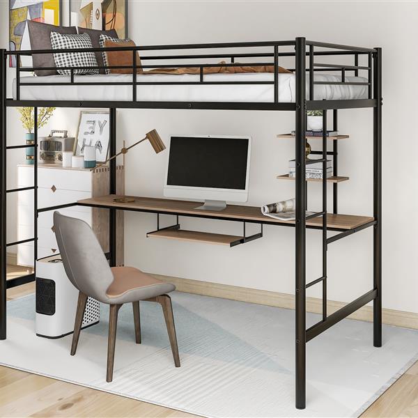 Loft Bed with Desk and Shelf , Space Saving Design,Twin