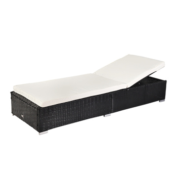 Outdoor Leisure Rattan Furniture Pool Bed / Chaise (Single Sheet)-Black