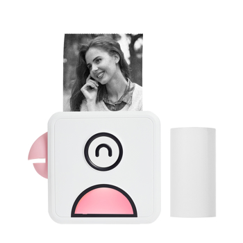 Poooli L1 Mini Portable Inkless printer 203DPI Bluetooth Connection for Journal Crafts Travel Photos for Mobile Phone with 1 Roll Paper 57*30mm Pink
