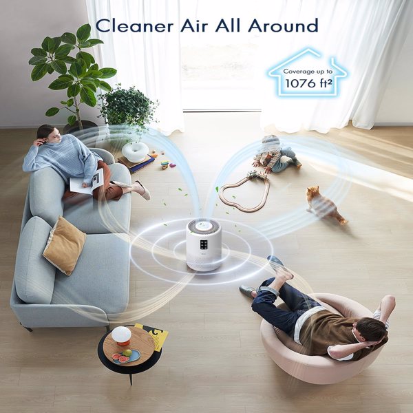 Home large room air purifier with lighting up to 1076ft²,  VEWIOR H13 True HEPA Air Purifier with Scented Sponge, Sleep Mode, Timer for Wildfire Smoke Pet Dust Pollen Odors (Banned by Amazon)