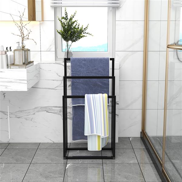 Metal  Towel Rack 3 Tiers Hand Towel Holder Organizer for Bathroom Accessories, Black